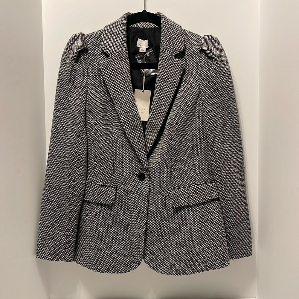A New Day Blazer Women’s Size 2 Herringbone Polyester Wool Blend Suit Jacket